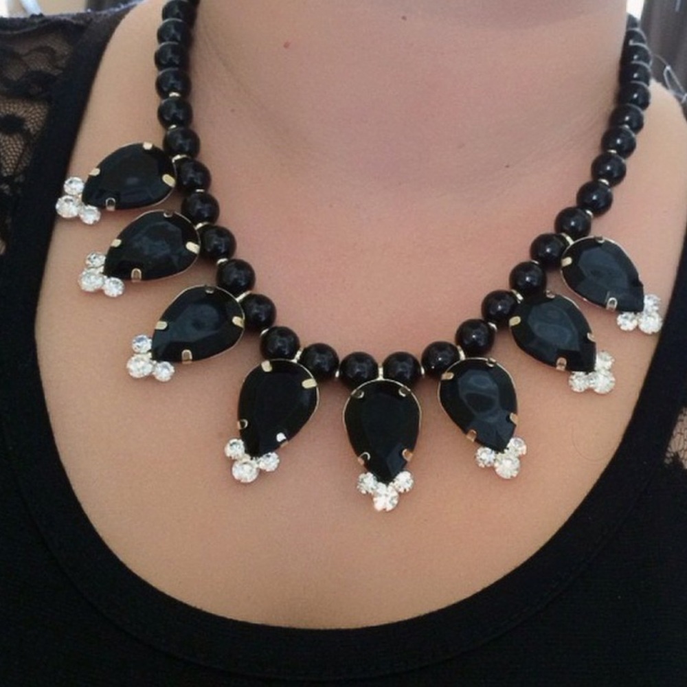 Black & Crystal Statement Necklace